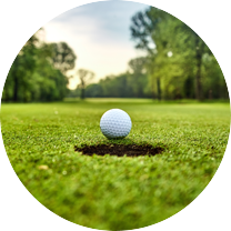 Golf ball on the green. golf ball on lip of cup