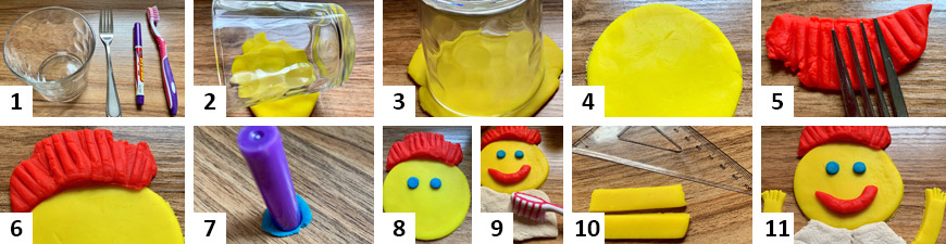 Steps to creating a person with playdough