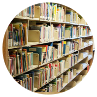 Shelves of books in a Library